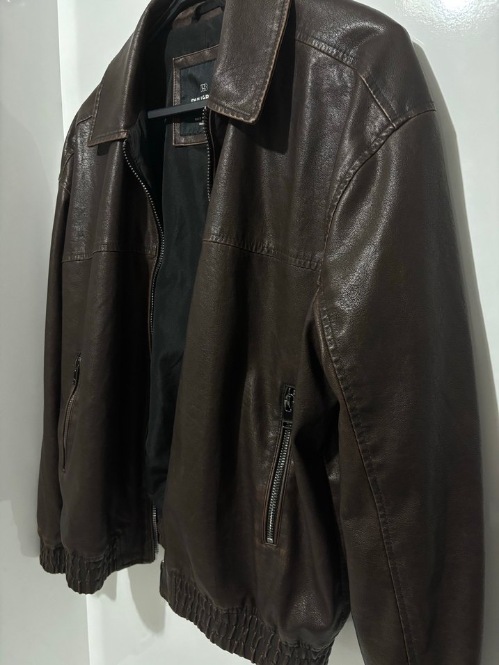 Pull & Bear Kahverengi Deri Bomber Ceket - Görsel 5