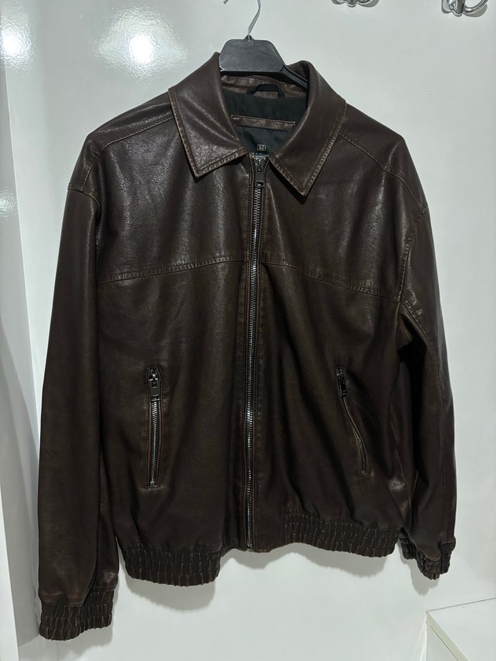 Pull & Bear Kahverengi Deri Bomber Ceket - Görsel 2