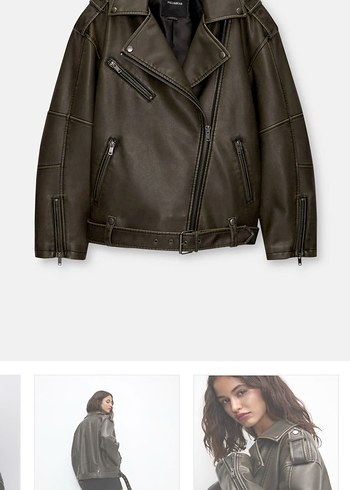 s Beden Pull and Bear Distressed Deri Biker Ceket