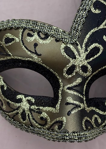 Erkek Maskeli Balo Maske Gold Siyah - Görsel 4