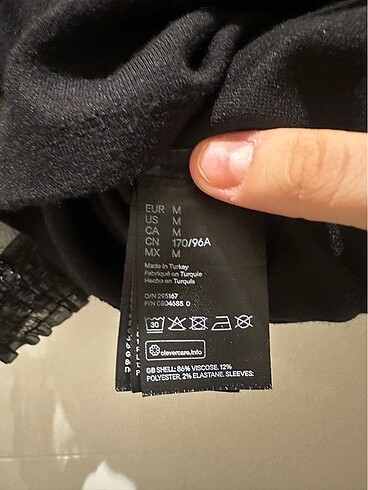 m Beden H&M- Şeffaf Kollu Siyah Crop Bluz