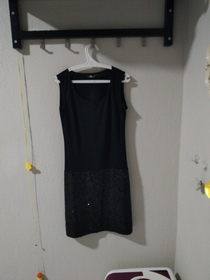 Kadın Siyah pul payetli kısa abiye elbise - Görsel 3