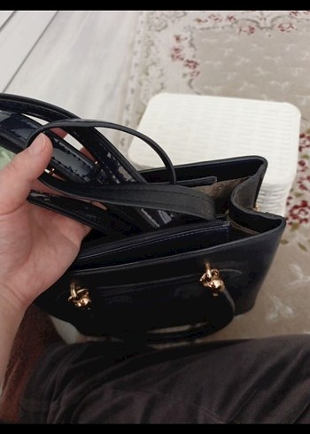 lacivert Deri Klasik Kadın Çanta - Görsel 3