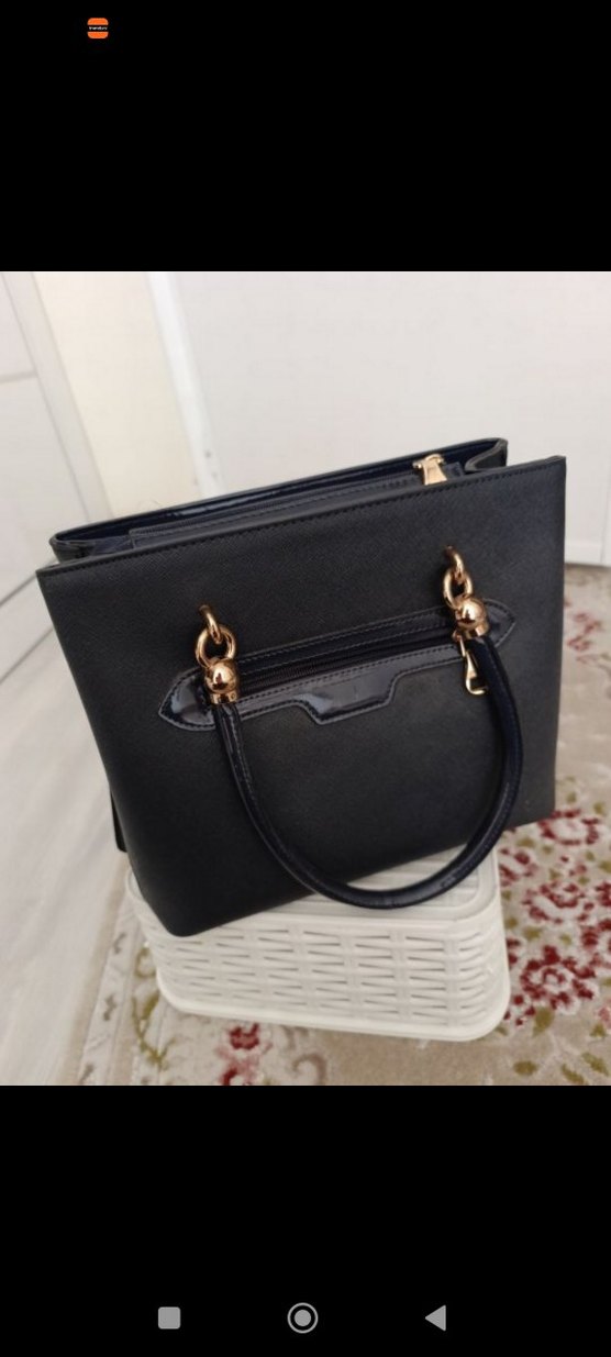 lacivert Deri Klasik Kadın Çanta - Görsel 2