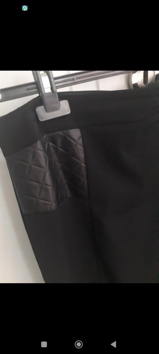 Siyah Deri detaylı Uzun Kadın Etek - Görsel 3