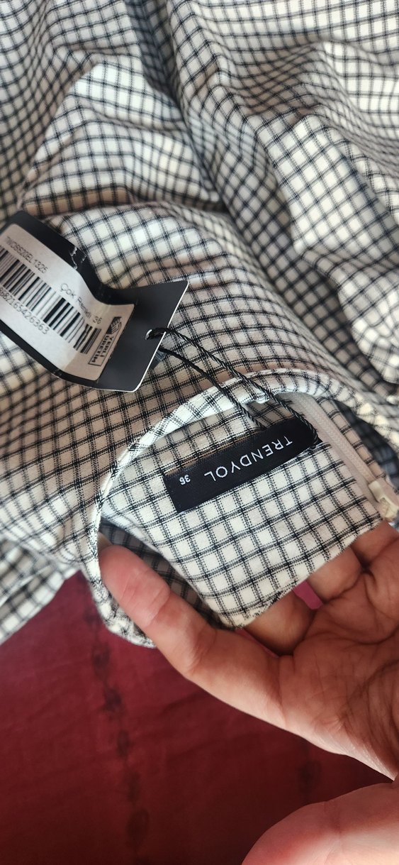 Gri Ekose Elbise - Görsel 3