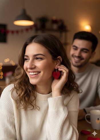 Kırmızı kalp Küpe - Görsel 2