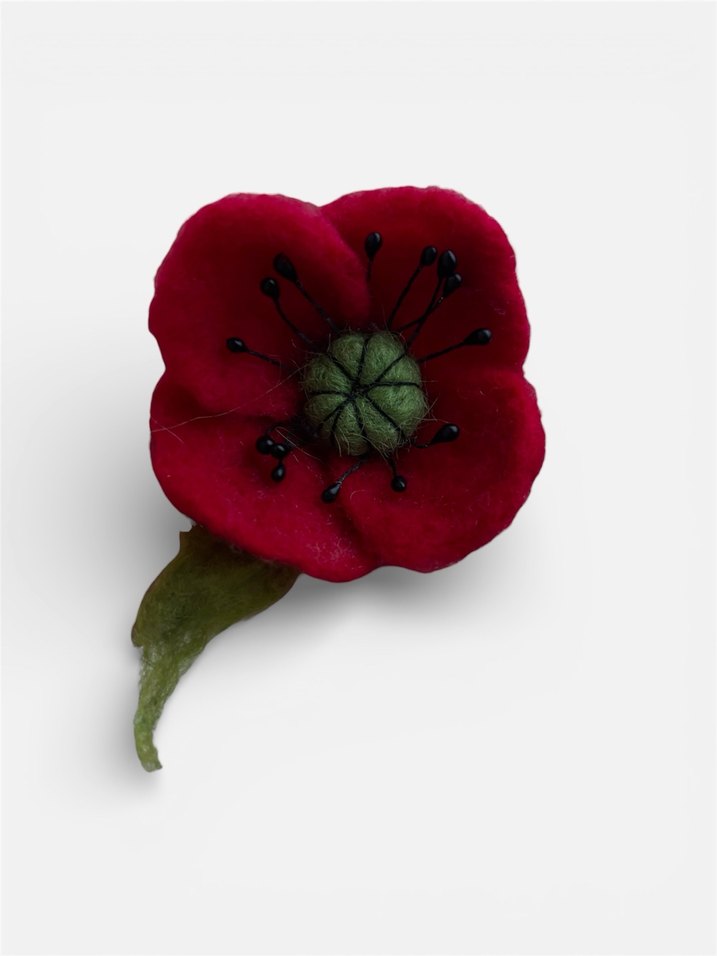 Kırmızı Çiçek Broş - Görsel 3