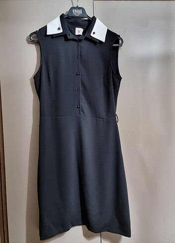 W collection diz üstü beli kemerli elbise