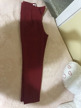 Kırmızı boru paça yüksek bel pantolon 