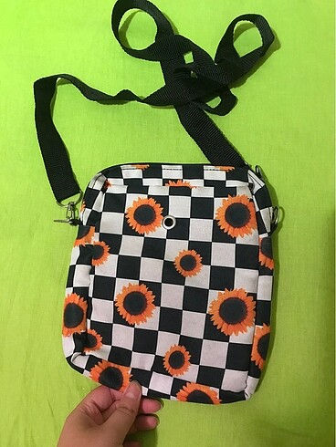 Beden Planetbutik ayçiçeği ve dama desenli çanta