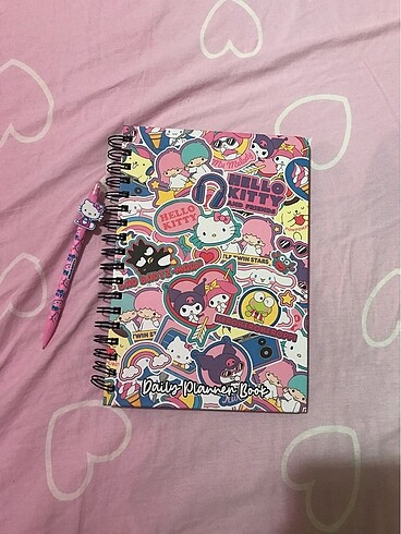 Hello Kitty temalı kalem ve ajanda seti (yanında sticker hediyel