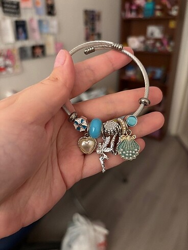 Pandora muadili deniz kabuğu ve peri temalı bileklik