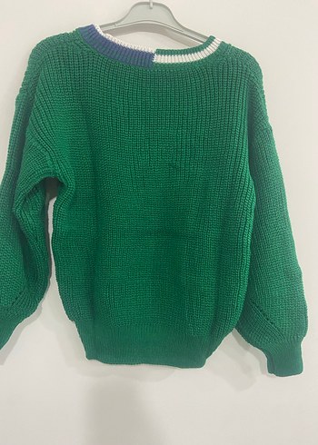 Yeşil V Yaka Örgü Kadın Kazak - Görsel 3