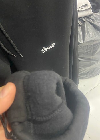 Unisex Siyah Fermuarlı Rahat Eşofman Altı baggy - Görsel 3