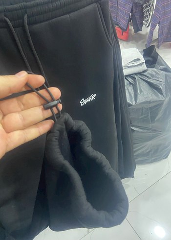 Unisex Siyah Fermuarlı Rahat Eşofman Altı baggy - Görsel 4