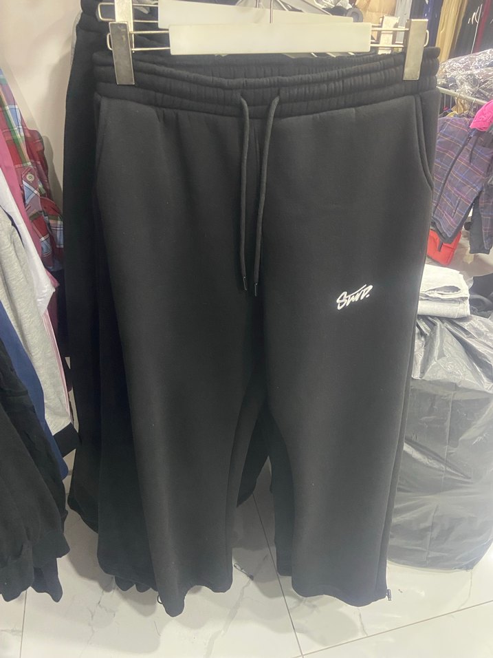 Unisex Siyah Fermuarlı Rahat Eşofman Altı baggy - Görsel 2