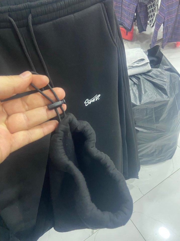 Unisex Siyah Fermuarlı Rahat Eşofman Altı baggy - Görsel 4
