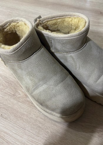 Bej Süet Kadın Kürklü Dolgu Topuk Bot - Görsel 4