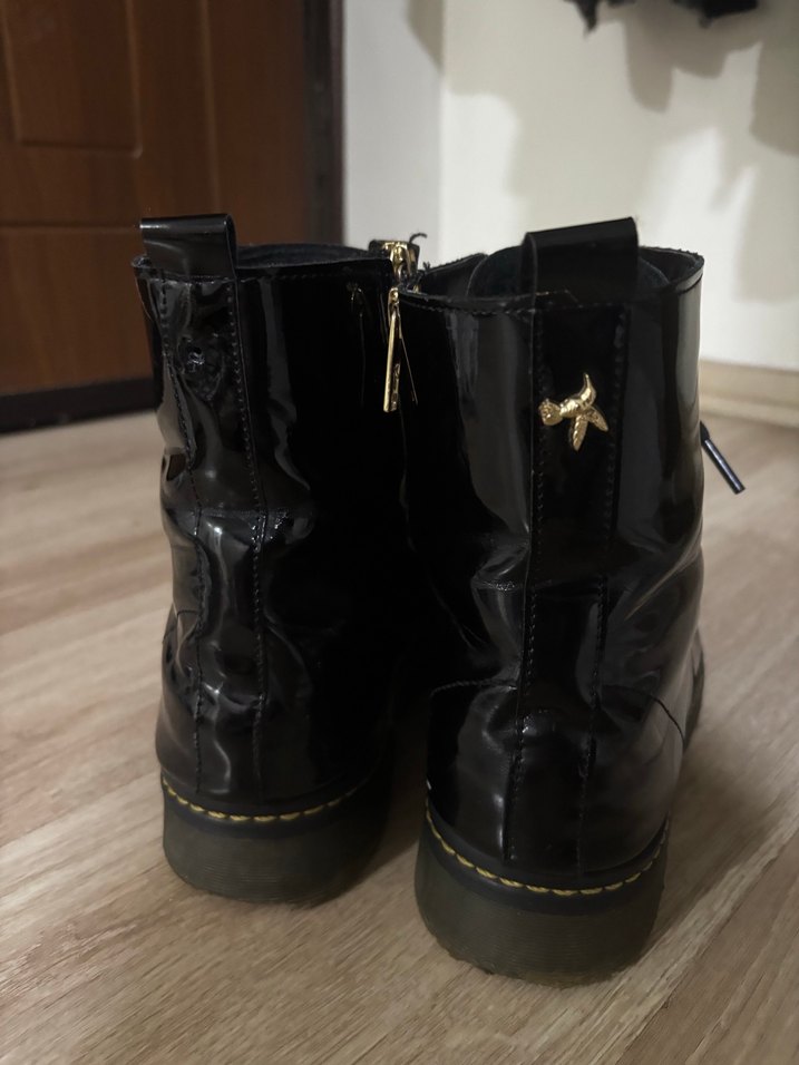 Siyah Rugan Bağcıklı Stiletto Topuklu Bot - Görsel 3