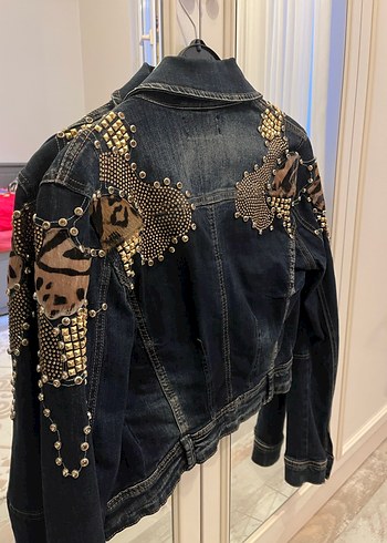 Kadın Payetli Koyu Denim Ceket - Görsel 3