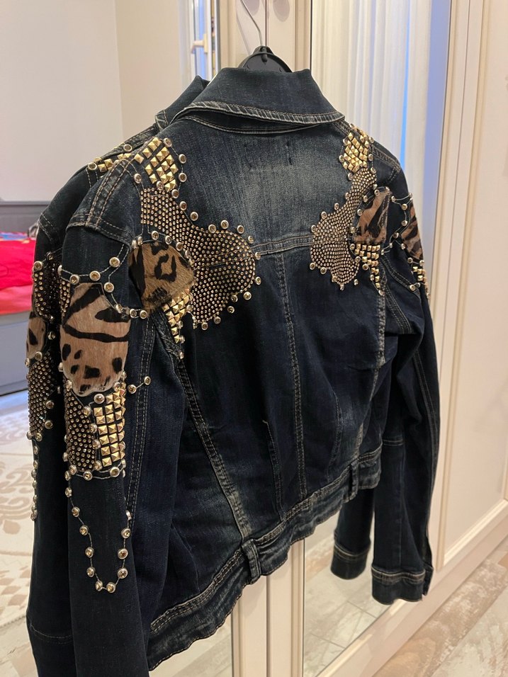 Kadın Payetli Koyu Denim Ceket - Görsel 4