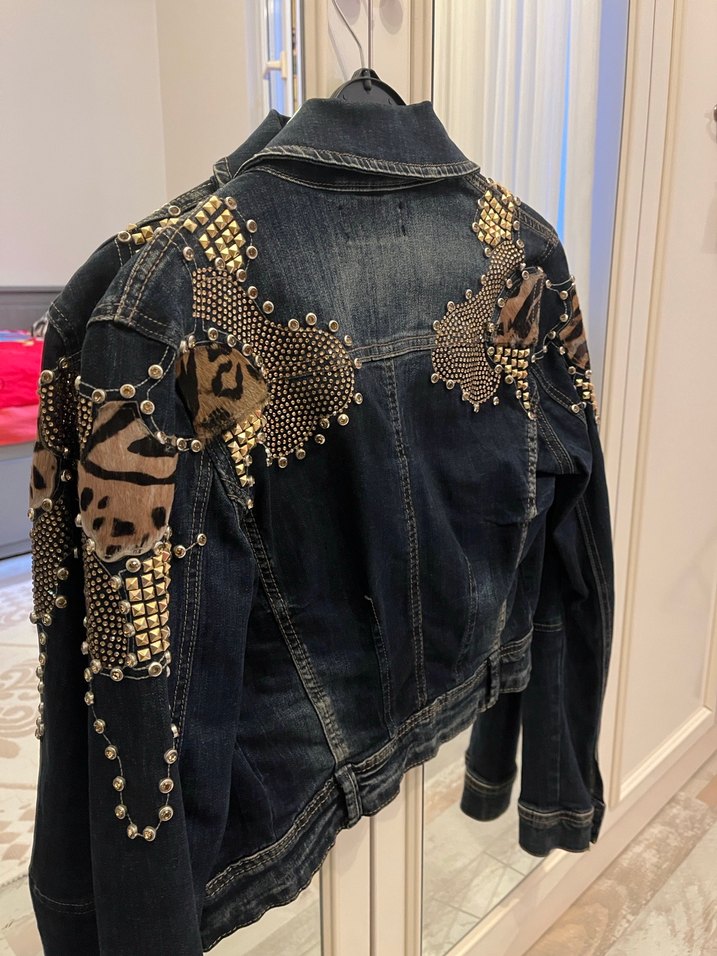 Kadın Payetli Koyu Denim Ceket - Görsel 3