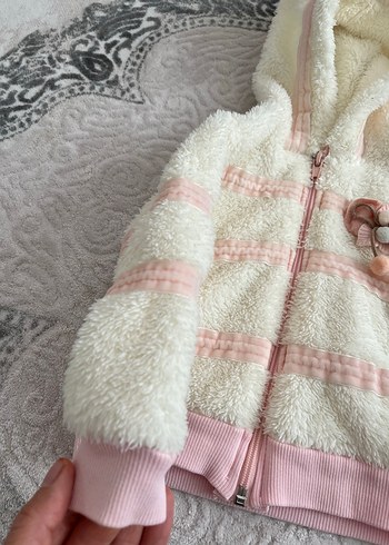 Kız Çocuk Kapüşonlu Peluş mont - Görsel 2