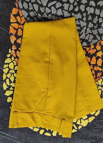 Hardal rengi kumaş pantolon - Görsel 5