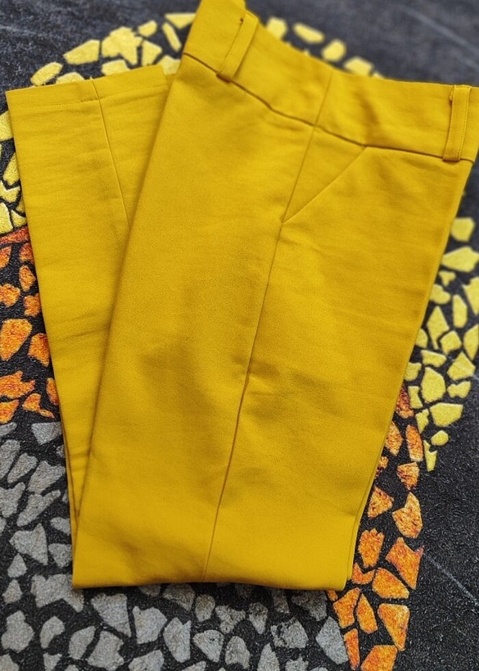 Hardal rengi kumaş pantolon  - Görsel 2