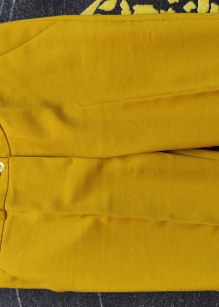 Hardal rengi kumaş pantolon  - Görsel 3