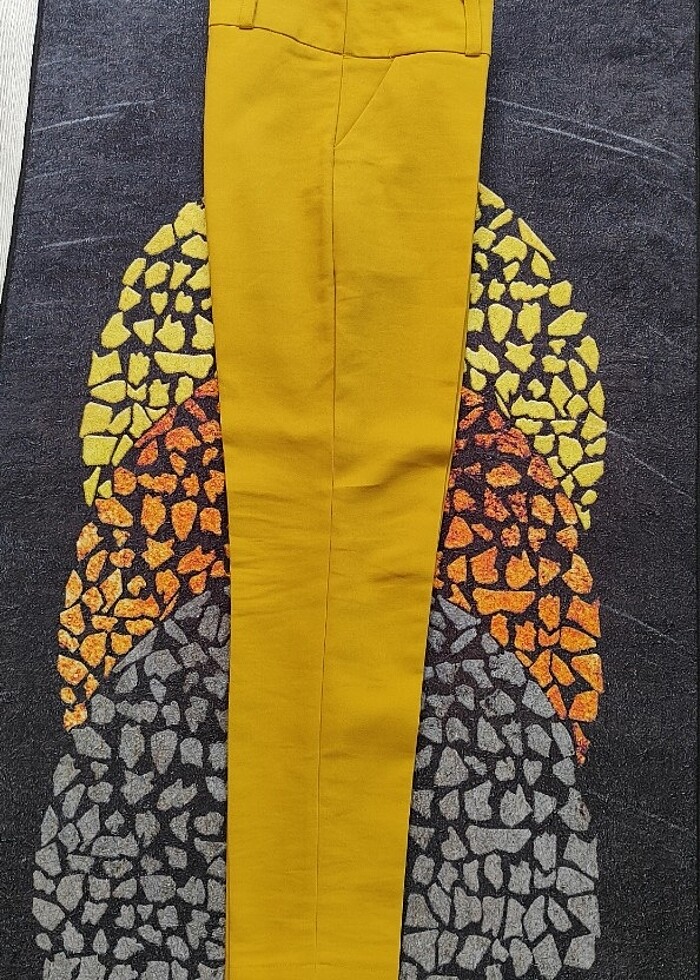 Hardal rengi kumaş pantolon  - Görsel 4