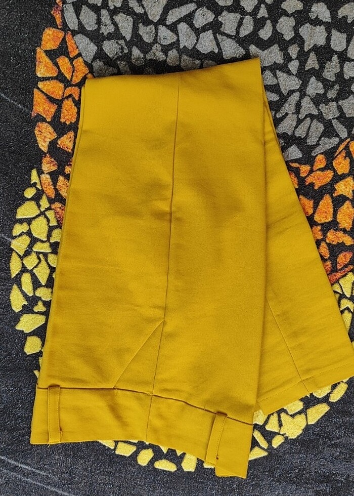 Hardal rengi kumaş pantolon  - Görsel 5