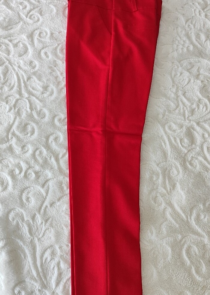 Kırmızı kumaş pantolon - Görsel 3