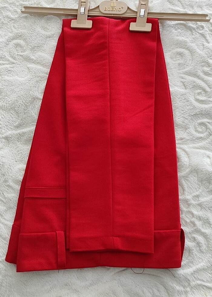 Kırmızı kumaş pantolon - Görsel 5