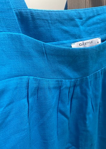 Mavi Keten Kadın Atlet - Görsel 3