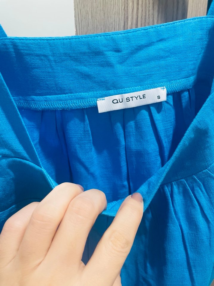 Mavi Keten Kadın Atlet - Görsel 2