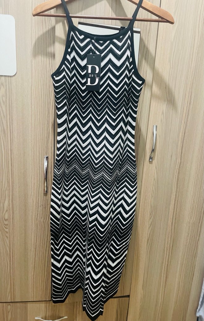 Uzun Triko Askılı Elbise - Görsel 2