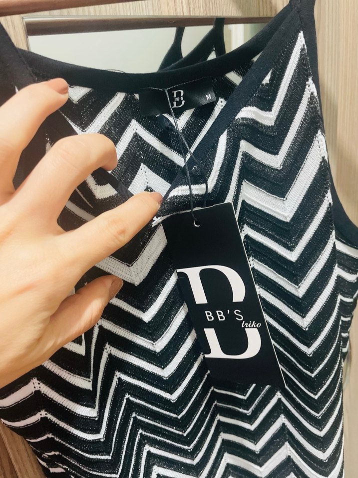 Uzun Triko Askılı Elbise - Görsel 4