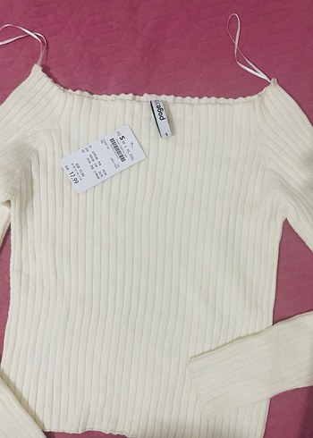 Beyaz Kadın Triko Uzun Kollu Bluz - Görsel 2