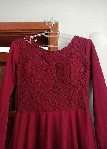 m Beden Bordo elbise
