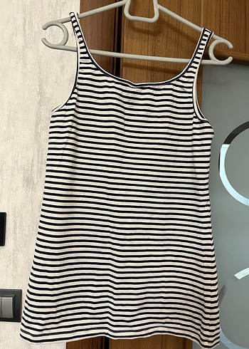 Kadın Siyah-Beyaz Çizgili Pamuklu Atlet - Görsel 4