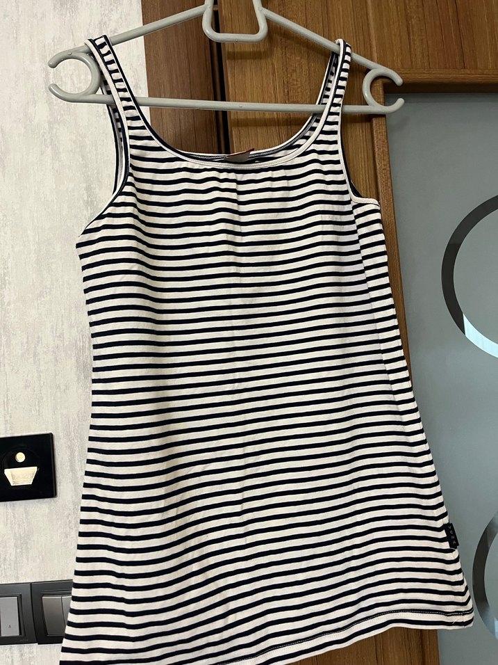 Kadın Siyah-Beyaz Çizgili Pamuklu Atlet - Görsel 3