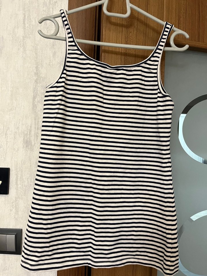 Kadın Siyah-Beyaz Çizgili Pamuklu Atlet - Görsel 4
