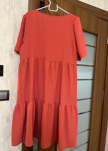 Kırmızı V Yaka Midi Bohem Elbise - Görsel 5