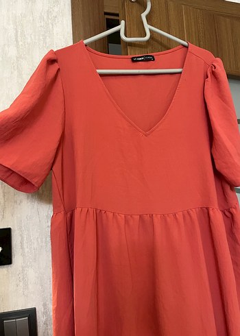 Kırmızı V Yaka Midi Bohem Elbise - Görsel 4