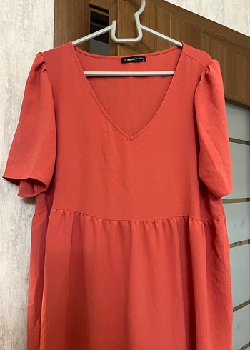 Kırmızı V Yaka Midi Bohem Elbise - Görsel 2