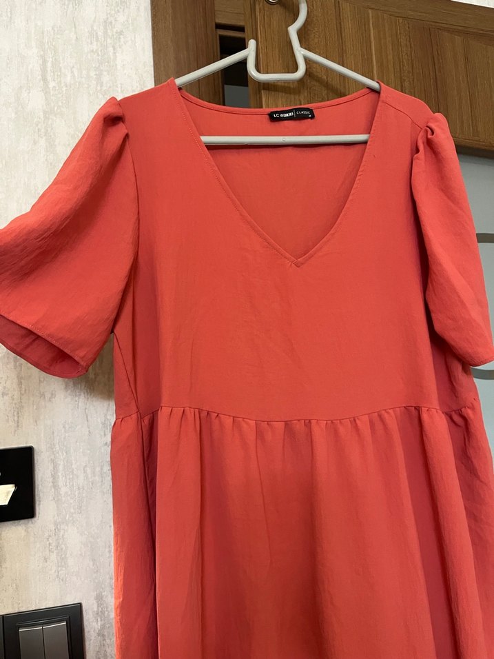 Kırmızı V Yaka Midi Bohem Elbise - Görsel 4