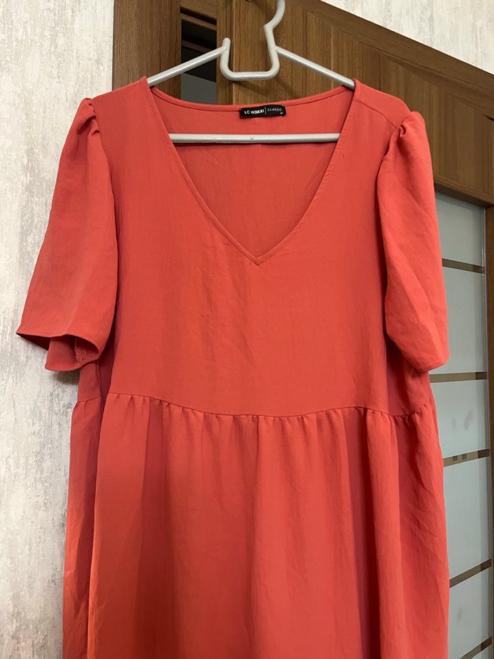 Kırmızı V Yaka Midi Bohem Elbise - Görsel 2