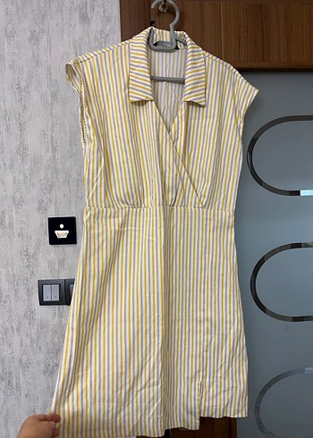 Çizgili Sarı Elbise - Görsel 2